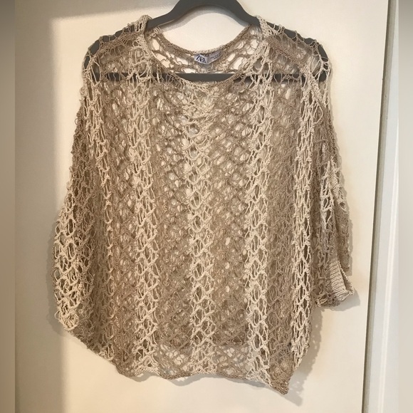 ZARA crochet knit top SZ M - Picture 2 of 6